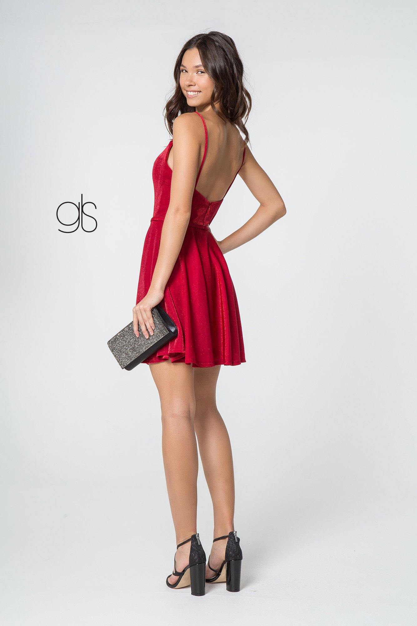 Sweetheart Neckline A-Line Short Dress w/ Pocket - The Dress Outlet Elizabeth K