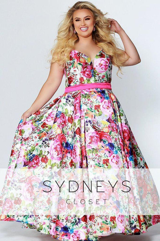 Sydneys Closet Long Floral Prom Dress - The Dress Outlet Sydneys Closet
