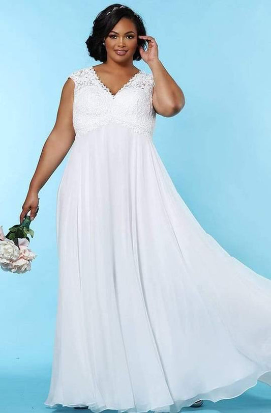 Sydneys Closet Long Plus Size Wedding Dress - The Dress Outlet