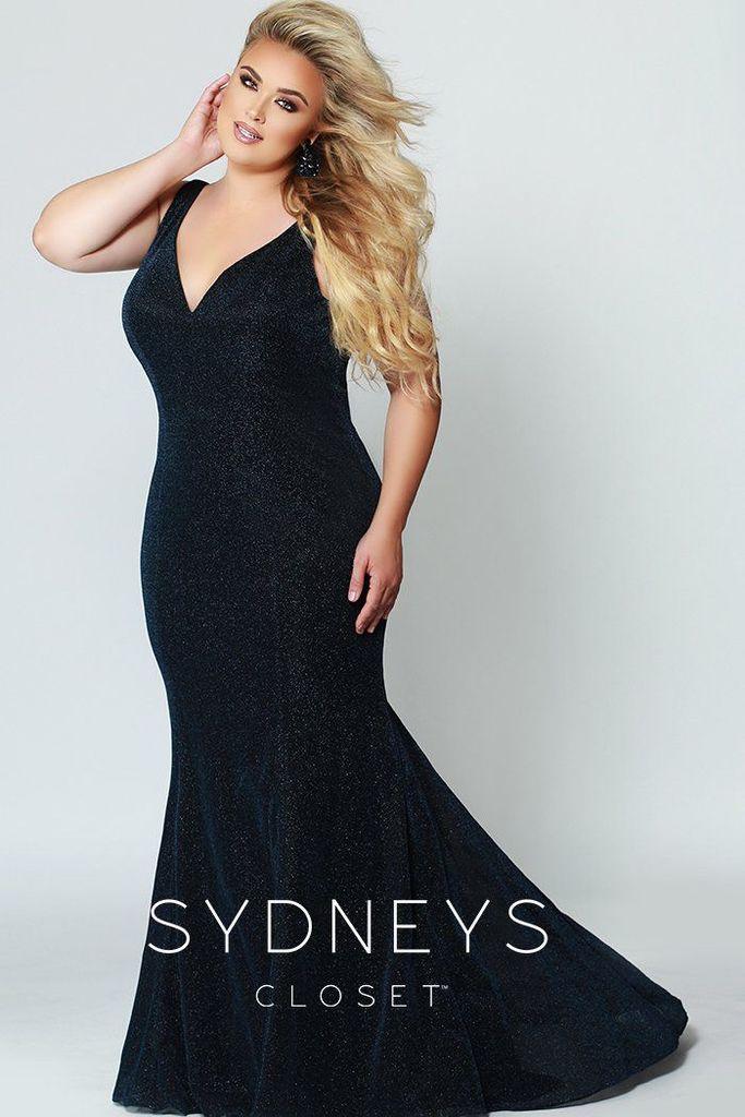 Sydneys Closet Long Shimmery Sleeveless Prom Plus Size Dress - The Dress Outlet Sydneys Closet