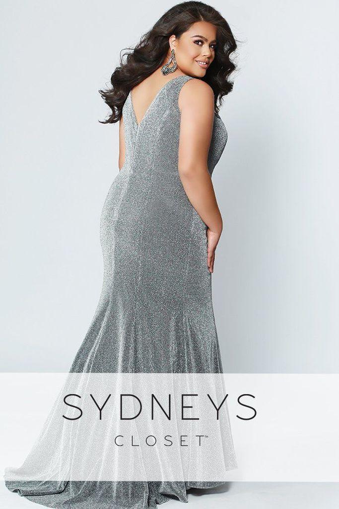 Sydneys Closet Long Shimmery Sleeveless Prom Plus Size Dress - The Dress Outlet Sydneys Closet