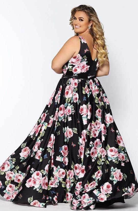 Sydneys Closet Print Long Plus Size Formal Dress - The Dress Outlet