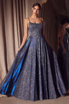 Prom Dresses Glitter Long Formal A Line Prom Gown Lightt Blue