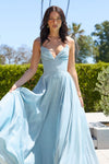 Prom Dresses Glitter Prom Long Formal A Line Dress Light Blue