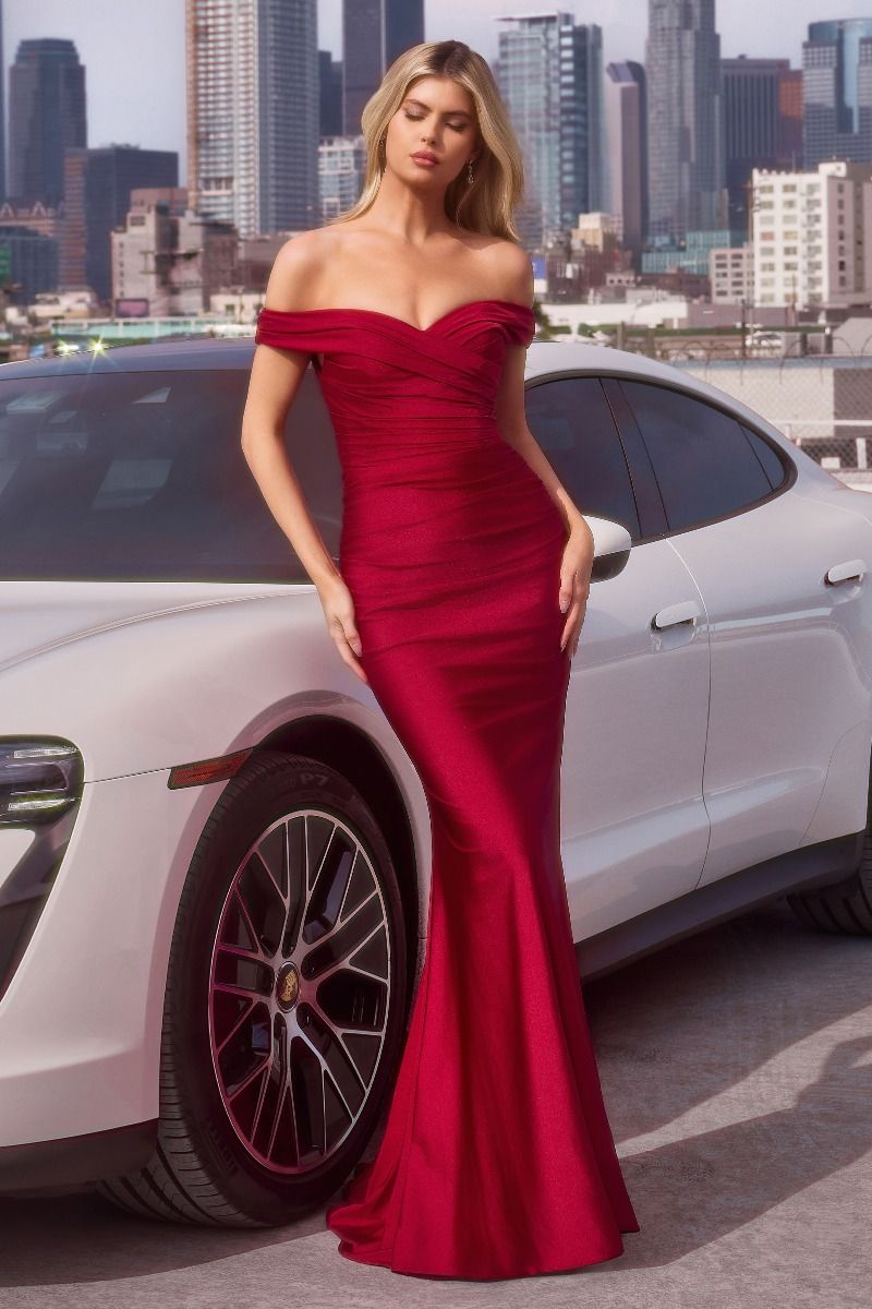 Prom l Dresses Fitted Long Formal Evening Prom Dress Burgundy