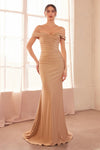 Prom Dresses Fitted Long Formal Evening Prom Dress Nude Gold