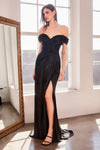 Prom Dresses Long Slit Formal Glitter Prom Dress Black
