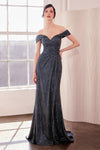 Prom Dresses Long Slit Formal Glitter Prom Dress Navy
