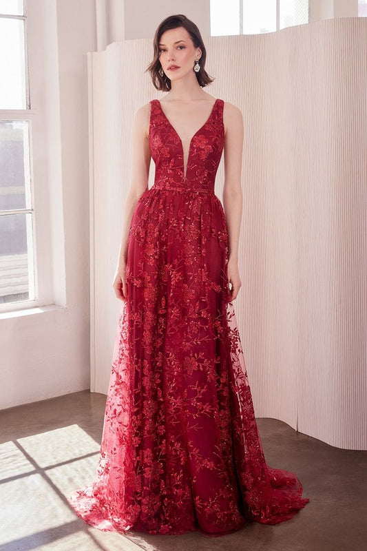 Prom Dresses A Line Long Formal Glitter Print Prom Gown Burgundy