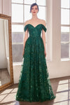 Prom Dresses A Line Long Glitter Print Formal Prom Dress Emerald