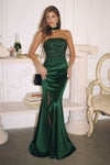 Prom Dresses Beaded Long Formal Fitted Slit Prom Dress Emerald