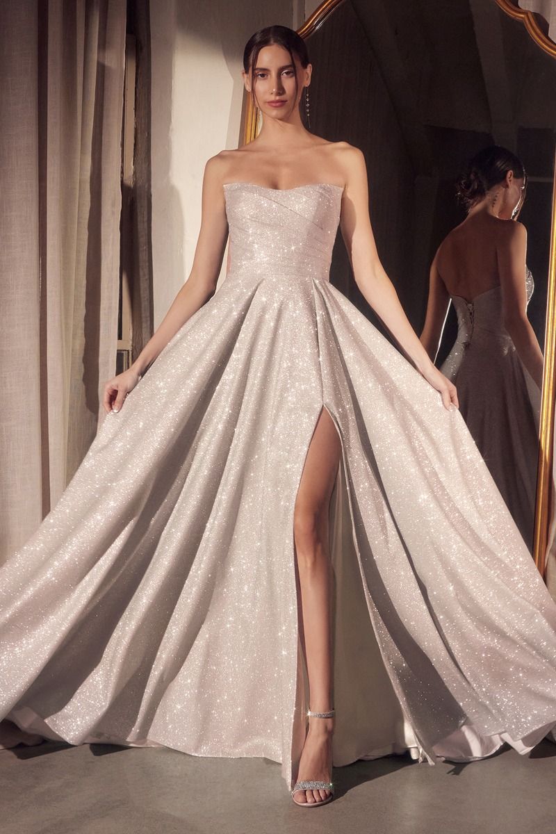 Prom Dresses Prom Long Glitter A Line Formal Gown Platinum