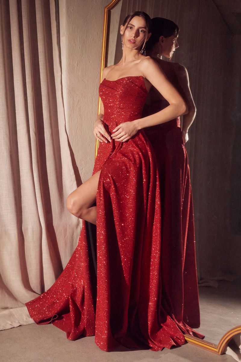 Prom Dresses Prom Long Glitter A Line Formal Gown Red