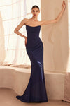 Prom Dresses Fitted Long Formal Evening Gown Navy