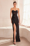Prom Dresses Pleated Long Formal Fitted Prom Dress Black