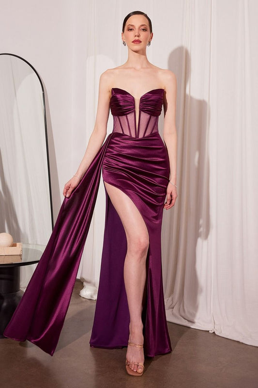 Prom Dresses Long Slit Formal Prom Dress Eggplant