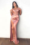 Prom Dresses Long Slit Formal Prom Dress Rose Gold