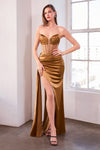 Prom Dresses Long Slit Formal Prom Dress Sienna Gold