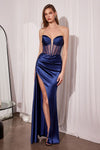 Prom Dresses Long Slit Formal Prom Dress Soft Navy