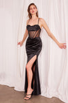Prom Dresses Long Formal Corset Slit Prom Dress Black