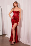 Prom Dresses Long Formal Corset Slit Prom Dress Red