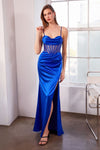 Prom Dresses Long Formal Corset Slit Prom Dress Royal