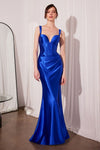 Prom Dresses Long Formal Fitted Corset Slit Prom Dress Royal