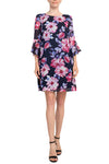 Cocktail Dresses Floral Print Short Cocktail Dress Navy Fuchsia
