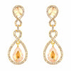 Tear Drop Shaped Clear Diamante Dangle Earrings - The Dress Outlet