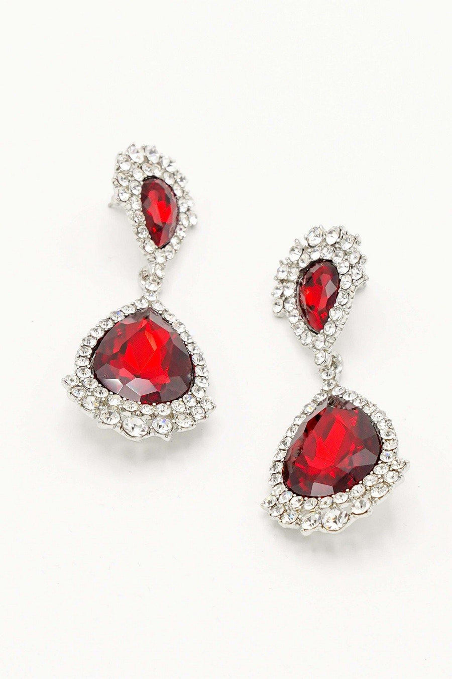 Teardrop Shaped Earrings Rhinestone Clear Diamante - The Dress Outlet