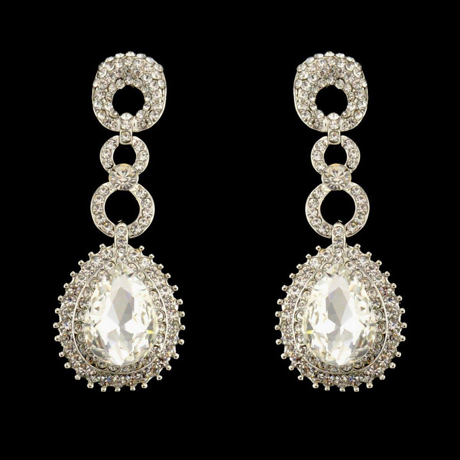 Teardrop Shaped Rhinestone Clear Diamante Earrings - The Dress Outlet