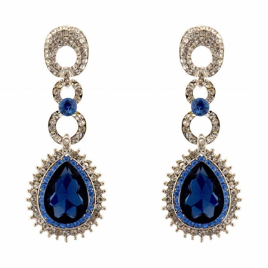 Teardrop Shaped Rhinestone Clear Diamante Earrings - The Dress Outlet