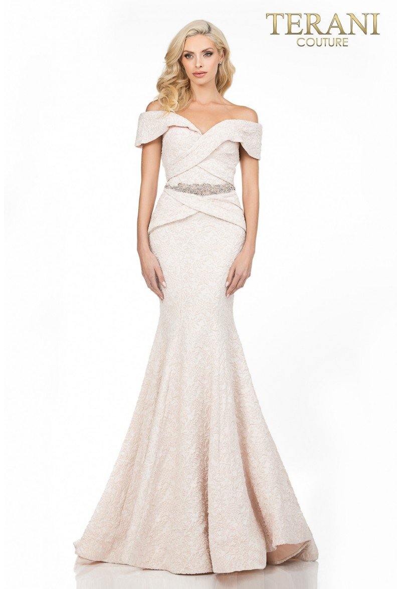 Terani Couture Long Off The Shoulder Evening Gown 1812M6657 - The Dress Outlet