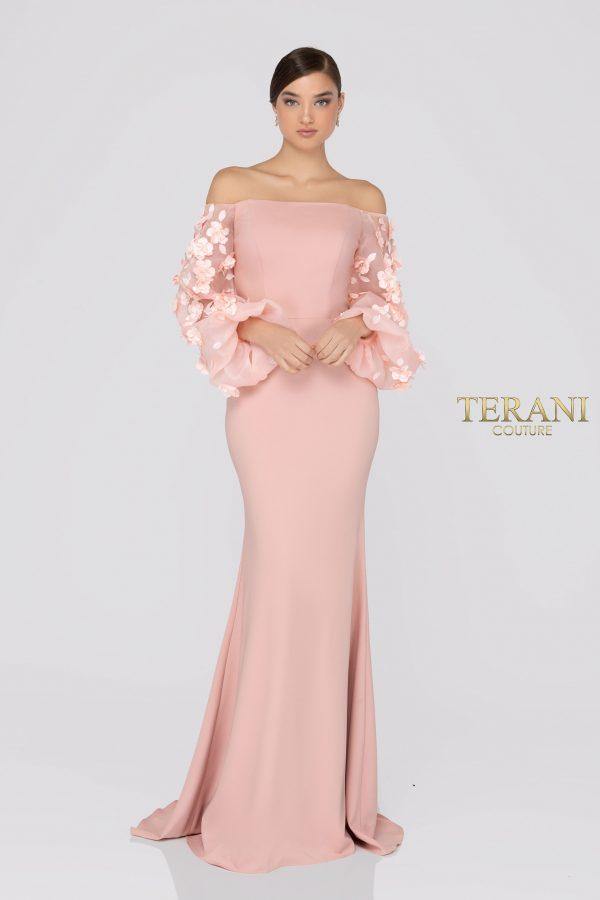 Terani Couture Organza Sleeves Evening Dress 1911E9128 - The Dress Outlet
