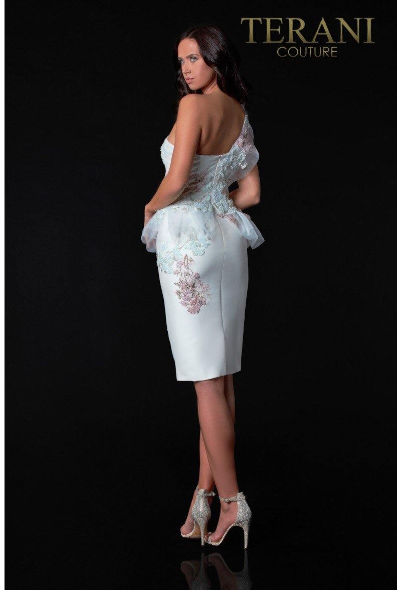 Terani Couture Short One Shoulder Dress 2111C4562 - The Dress Outlet