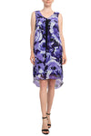 Cocktail Dresses High Low Floral Print Cocktail Dress Dark Purple