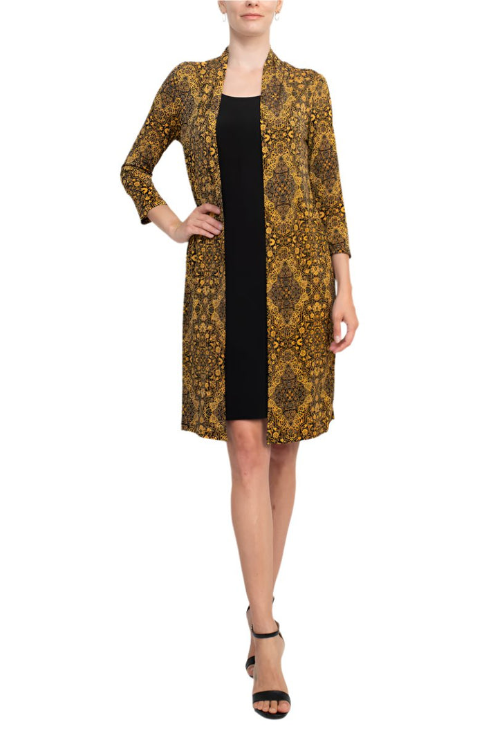Cocktail Dresses Fitted Short Long Sleeve Jacket Dress Mustard