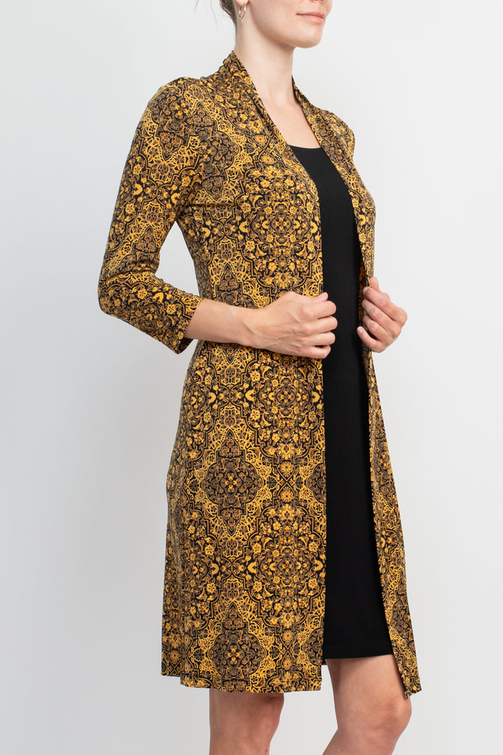 Cocktail Dresses Fitted Short Long Sleeve Jacket Dress Mustard