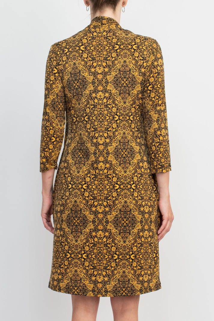 Cocktail Dresses Fitted Short Long Sleeve Jacket Dress Mustard