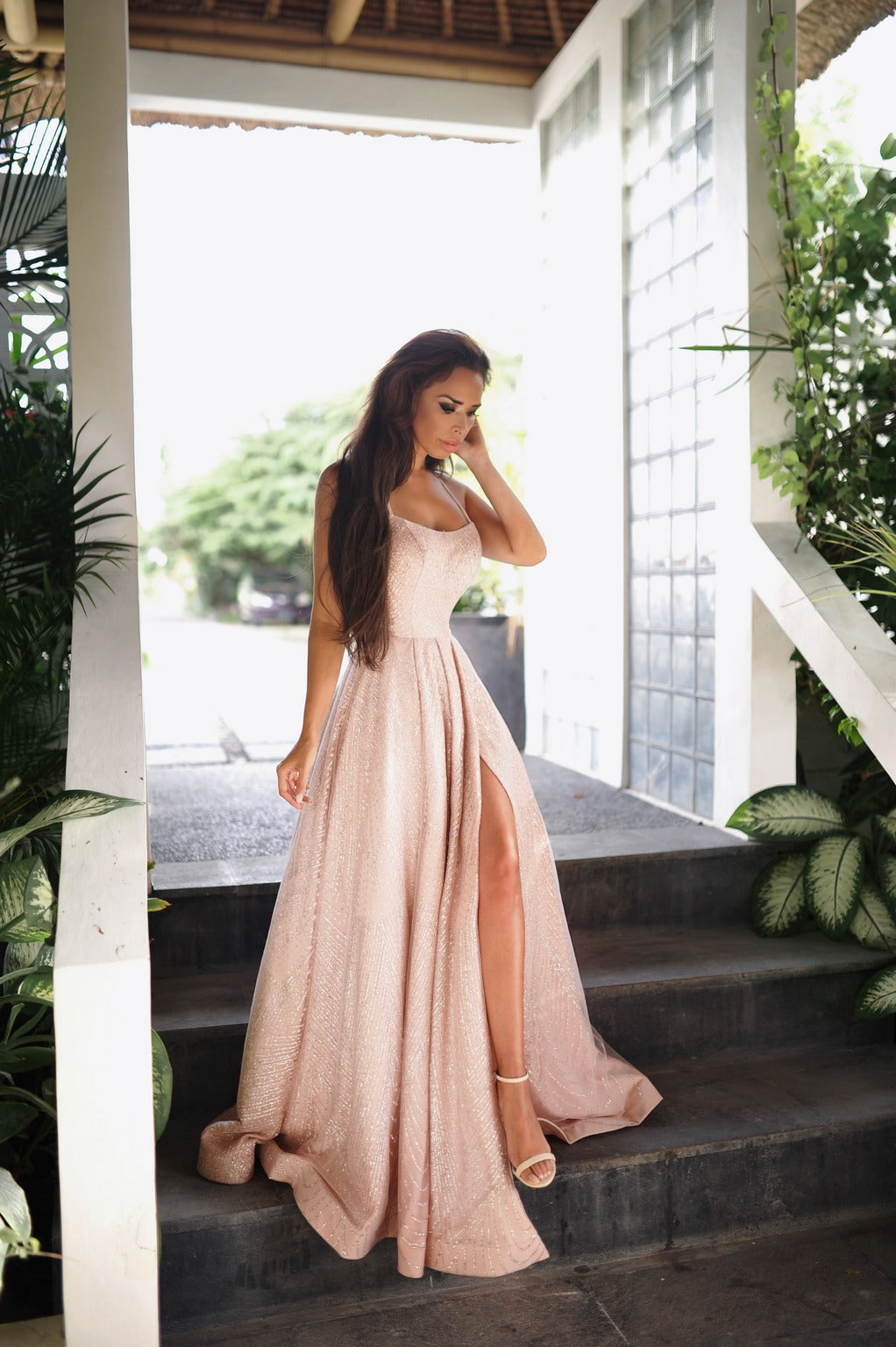 Prom Dresses Long Lace Formal Prom Dress Rose Gold
