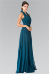 V-Neck Halter Chiffon Long Formal Dress - The Dress Outlet