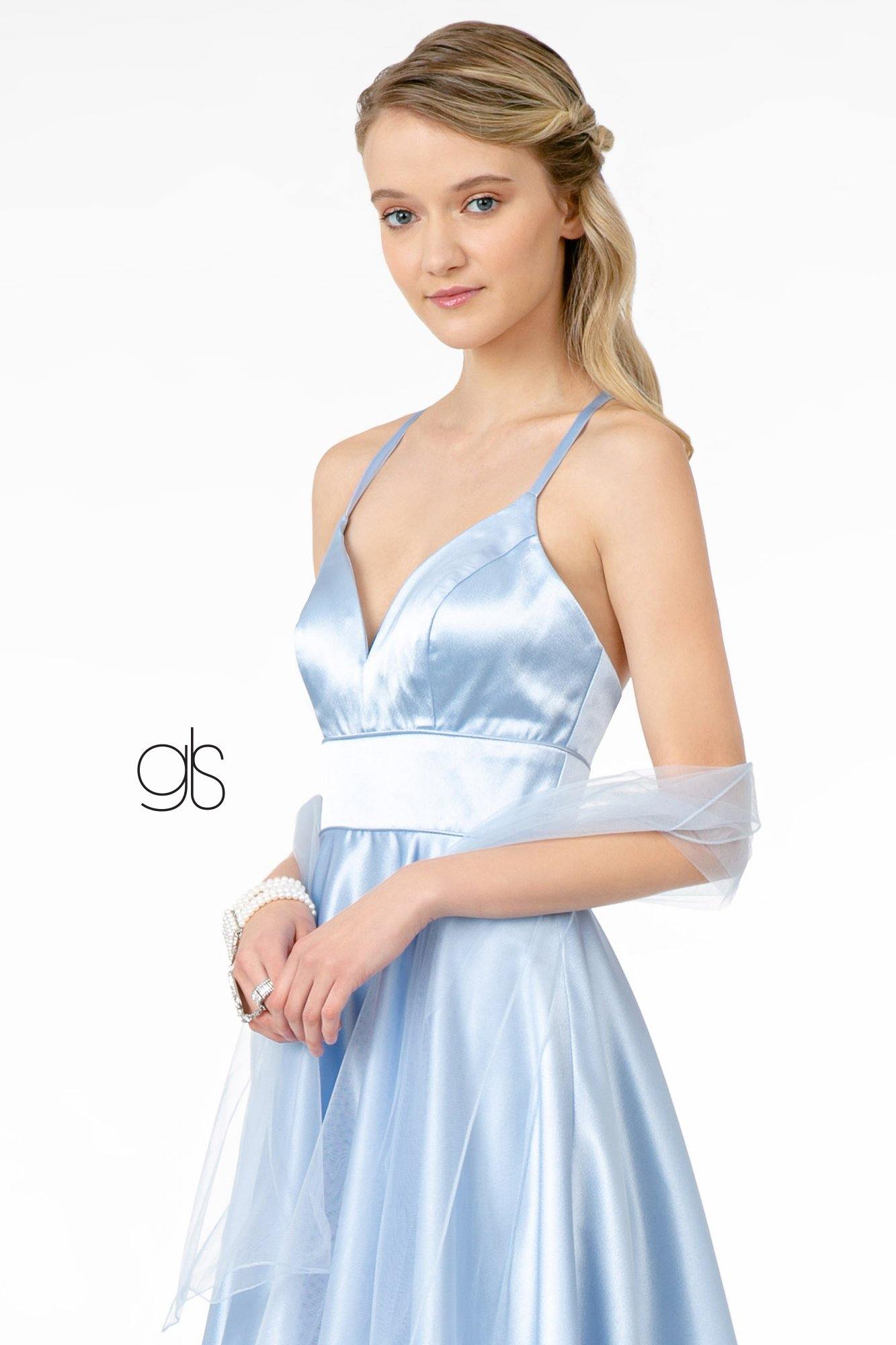 V-Neck Stain Short Dress Cocktail - The Dress Outlet