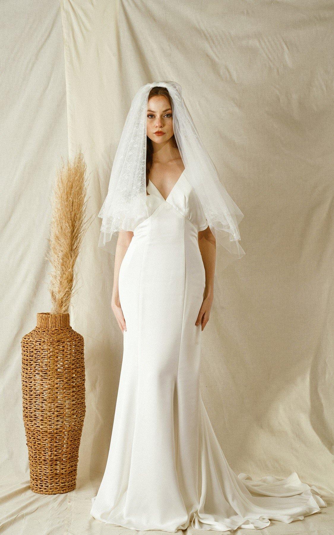 Wedding Lace Pattern Standard Length Veil - The Dress Outlet