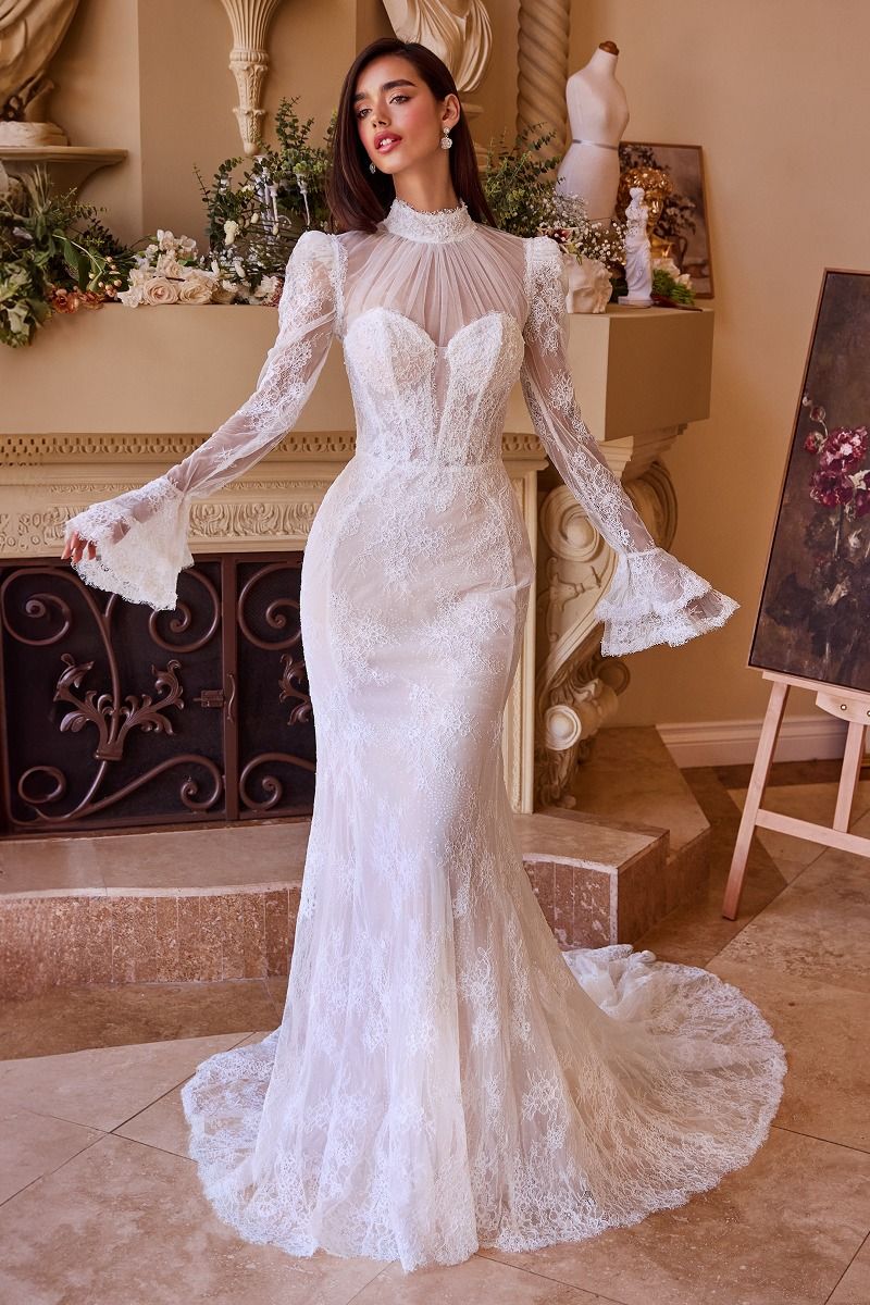 Wedding Dresses Bridal Gown Long Fitted Lace Wedding Dress Off White Nude