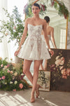 Wedding Dresses Short Bridal A Line Floral Applique Wedding Dress Off White Nude