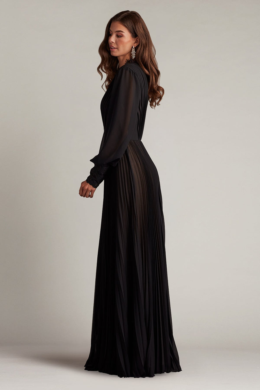 Formal Dresses Long Blouson Sleeve Formal Evening Dress Black Nude