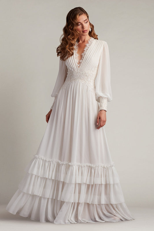 Formal Dresses Formal Long Evening Ruffle Dress Ivory/Petal
